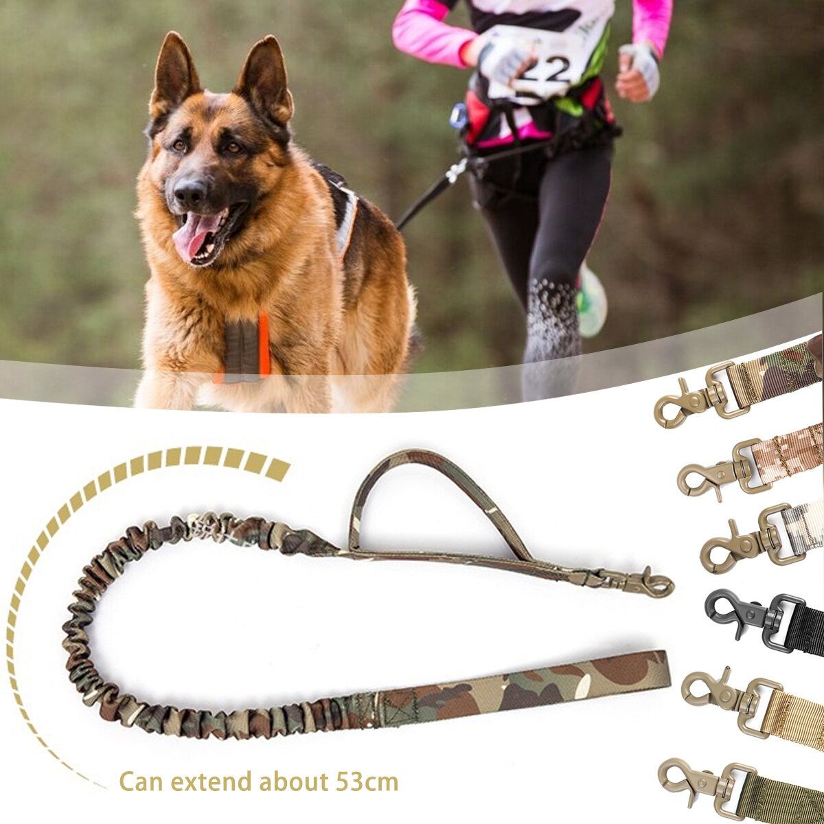 Dog Harness German Shepherd Pet Dog With Handle Nylon Bungee Dog Leash Harness For Small Large Dogs Puppy Brown