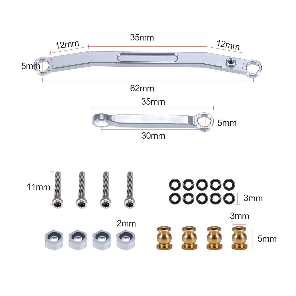 Metal Steering Linkage Tie Rod Set for 1/24 Axial SCX24 AXI90081 AXI00001 AXI00002 High-Tightening Link RC Crawler Car Upgrades Parts