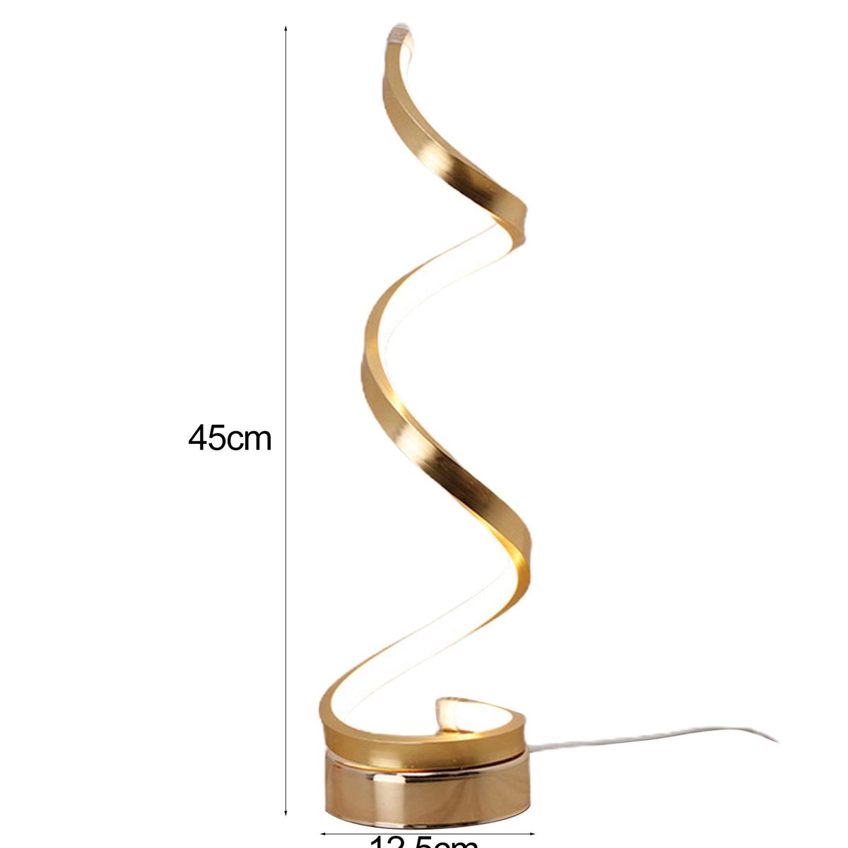 Desktop Lamp Creative Spiral Style LED Bedside Light Decor Golden