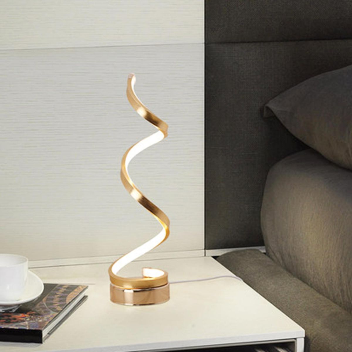 Desktop Lamp Creative Spiral Style LED Bedside Light Decor Golden