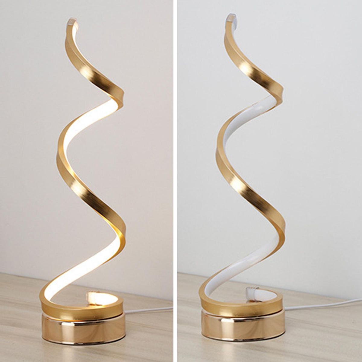 Desktop Lamp Creative Spiral Style LED Bedside Light Decor Golden