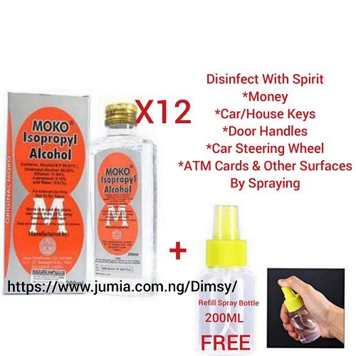 12pcs Isopropyl Methylated Spirit Disinfectant +1 Free Refill Spray Bottle