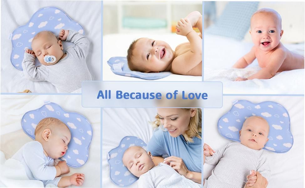 eccomum Baby Head Shaping Pillow Baby Pillow Soft Breathable Comfortable Baby Pillow for 0-1 Year Old Babies
