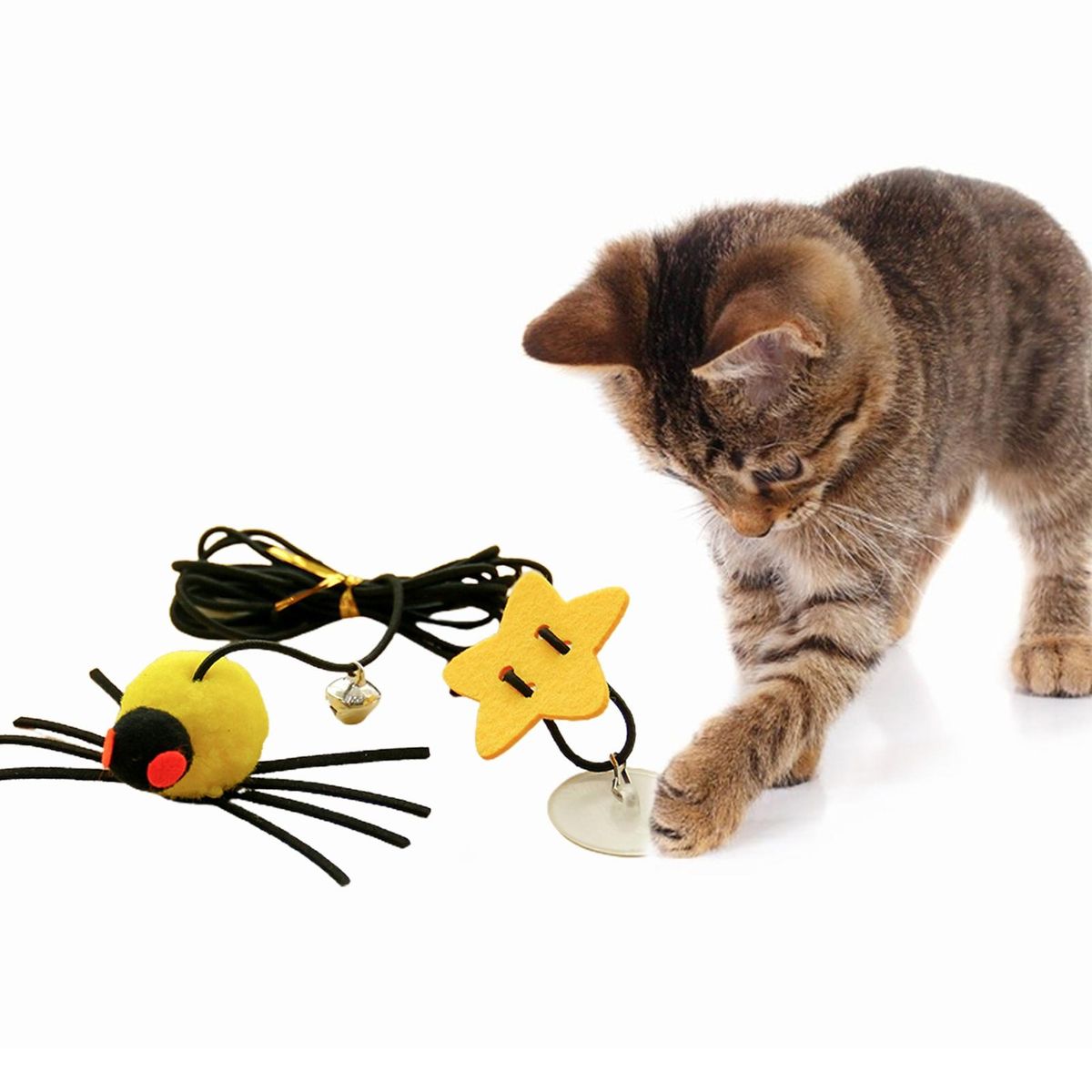 Kitten Toy Swing Hanging Door Funny Cat Stick Yellow