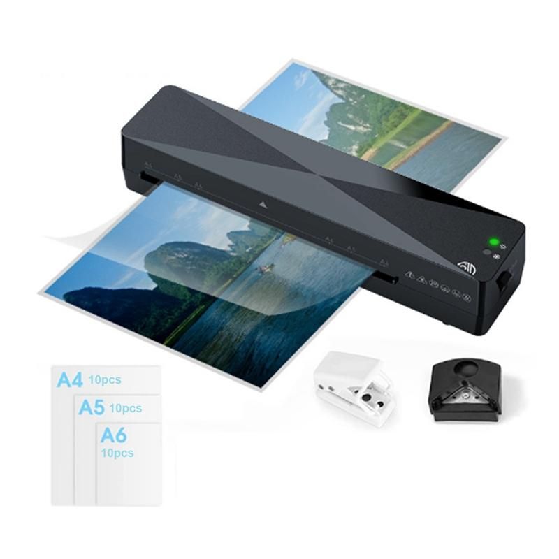 A4 Hot Laminator Portable Home Photo Corner RounderHole Punch30PCS Laminating Film US Plug
