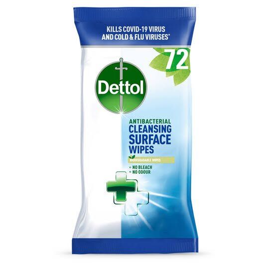 Antibacterial Cleansing Surface Wipes (72 Wipes) X10