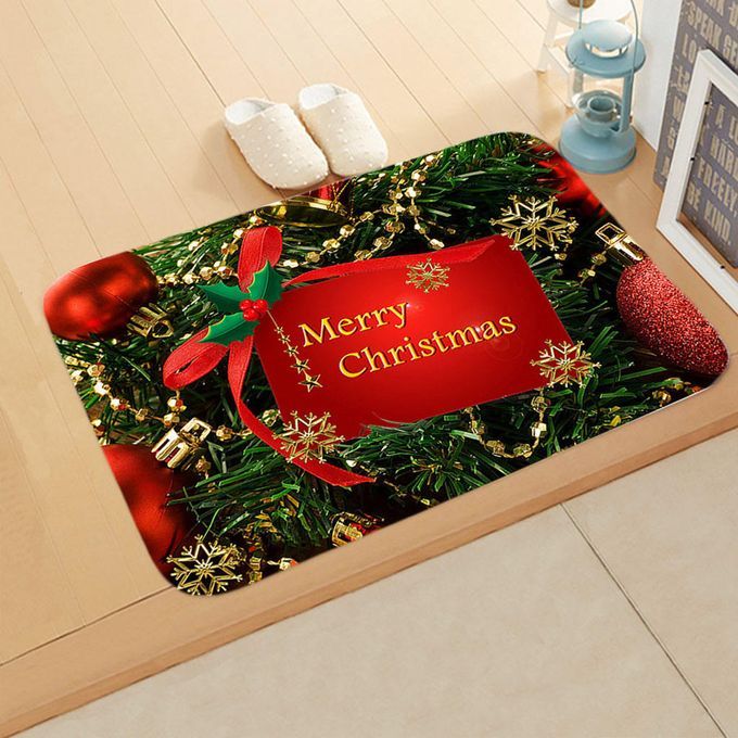 Christmas Decor Rug Festive Santa Claus Elk Red Flannel For Any Room D