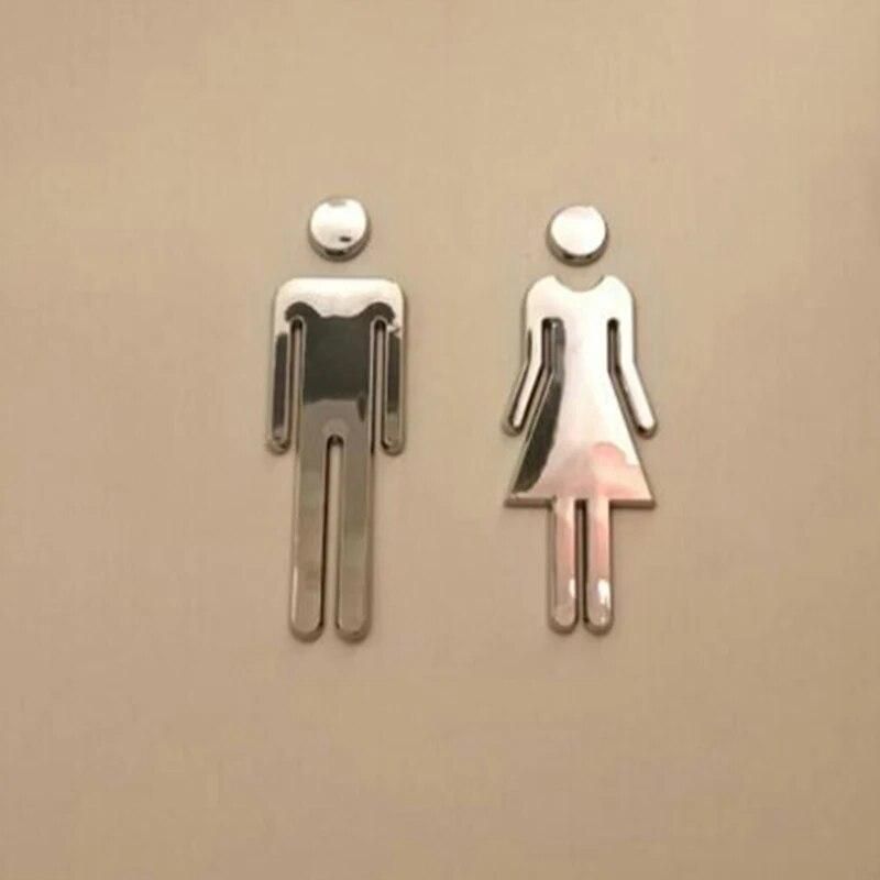 1PC Female And Male Toilet Gender Sign Adhesive Backed Men and Women Bathroom Sign for Hotel&Office&Home Bathroom Decor