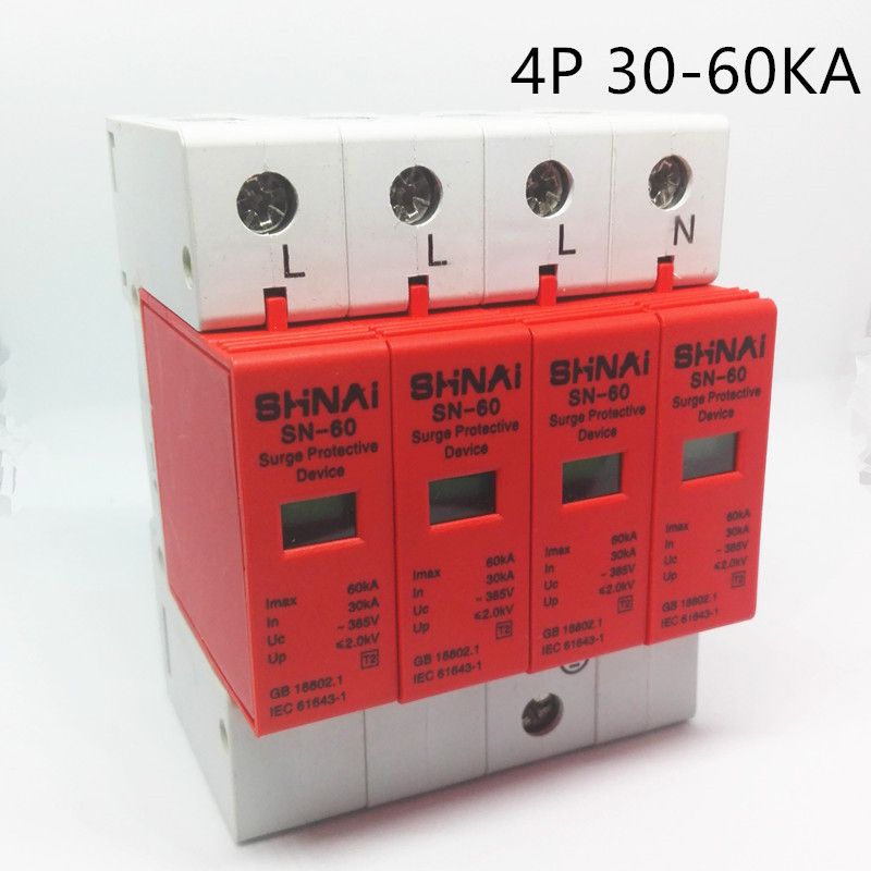 SPD 30KA-60KA 4P Surge Arrester Protection Device Electric