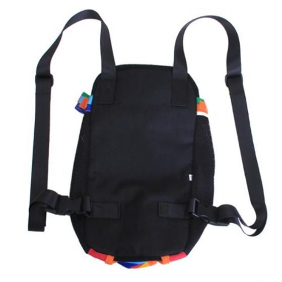 Color stripes dog in front of Carrier backpack bag-size M