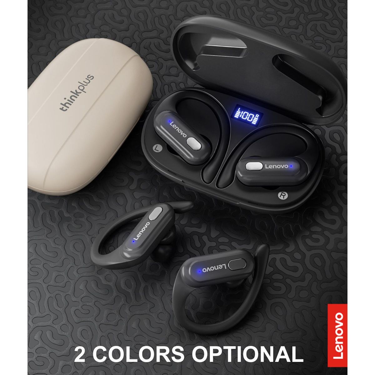 Lenovo XT60 BT5.3 True Wireless Headphones Low Latency Game Earphone Earhook Earbuds Waterproof Sport Headset with Mic 400mAh Charging Case Battery Digital Display