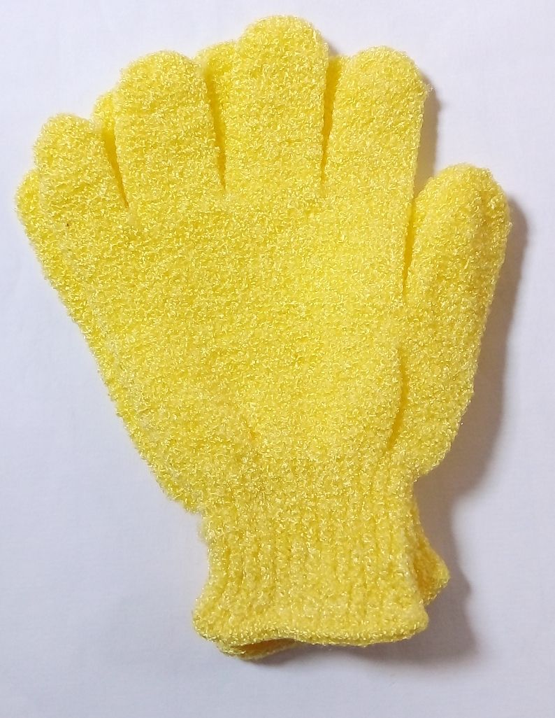 1 PAIR CLASSIC OVAL EXFOLIATING BATH SPONGE YELLOW