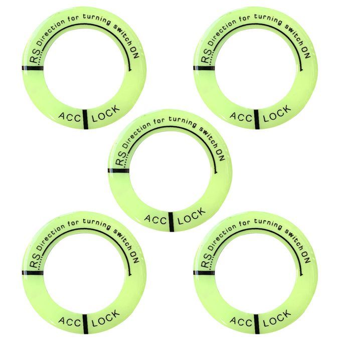 5Pcs Fluorescent Letters Ignition Lock Cover Engine Keyhole Ring Switch Sticker-Black