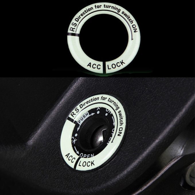 5Pcs Fluorescent Letters Ignition Lock Cover Engine Keyhole Ring Switch Sticker-Black