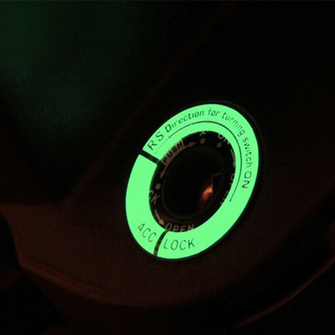 5Pcs Fluorescent Letters Ignition Lock Cover Engine Keyhole Ring Switch Sticker-Black