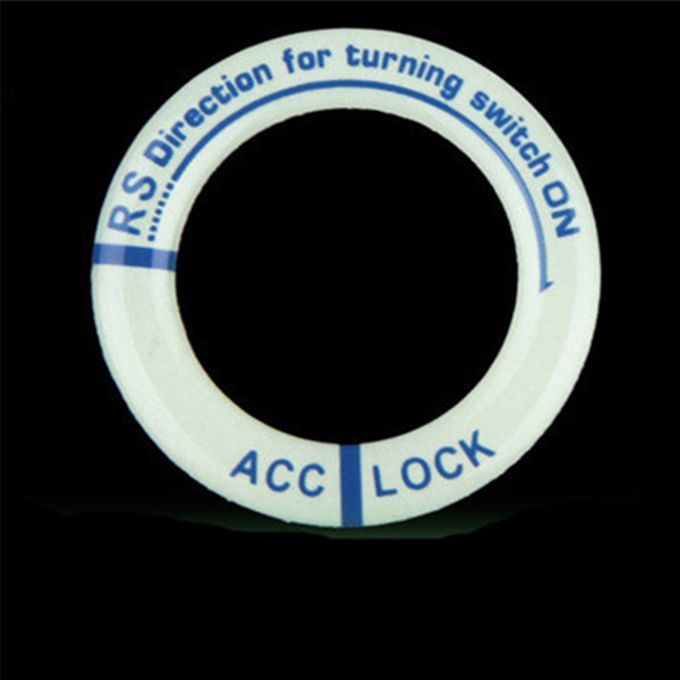 5Pcs Fluorescent Letters Ignition Lock Cover Engine Keyhole Ring Switch Sticker-Black