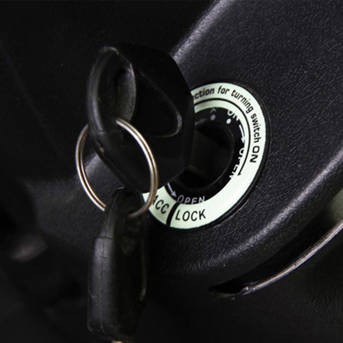 5Pcs Fluorescent Letters Ignition Lock Cover Engine Keyhole Ring Switch Sticker-Black
