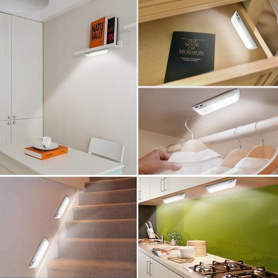 Under Cabinet Lights Kitchen Lighting IR Motion Sensor 12LEDS smd5730 Night Lights USB Chargeable Stair Light Closet Lamp