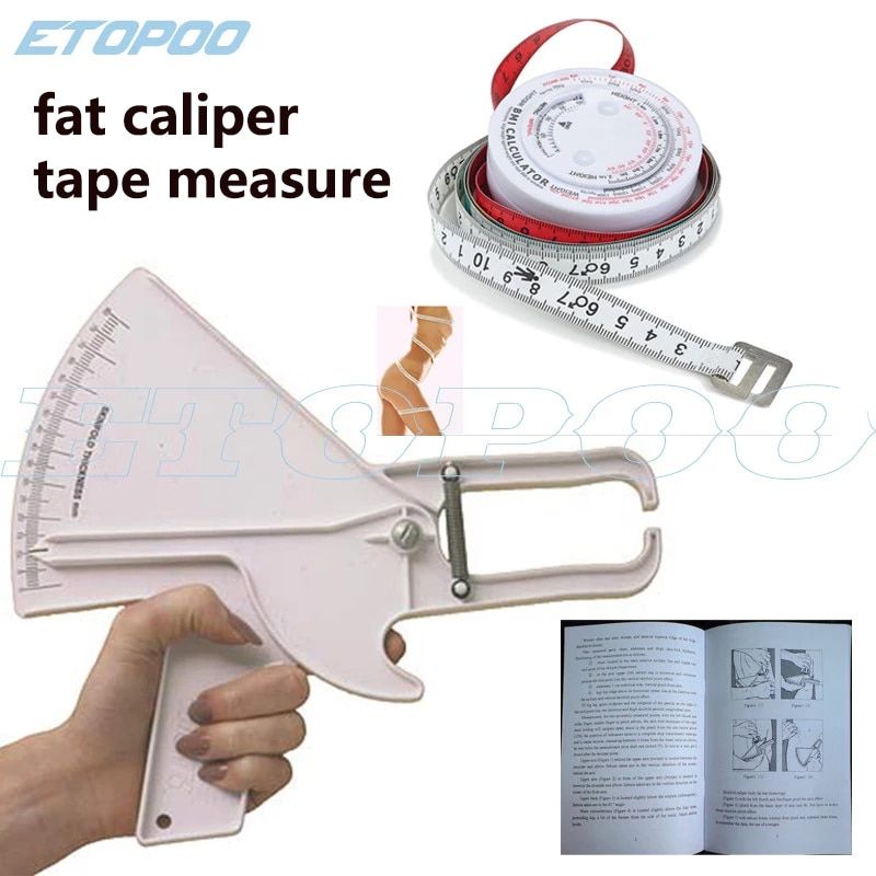 Sale!  Body Fat Caliper PLICOMETRO (skin Fold Caliper) With Slim Guide Manual   BMI Calculator (BMI Body Measure Tape) 2pcs Set