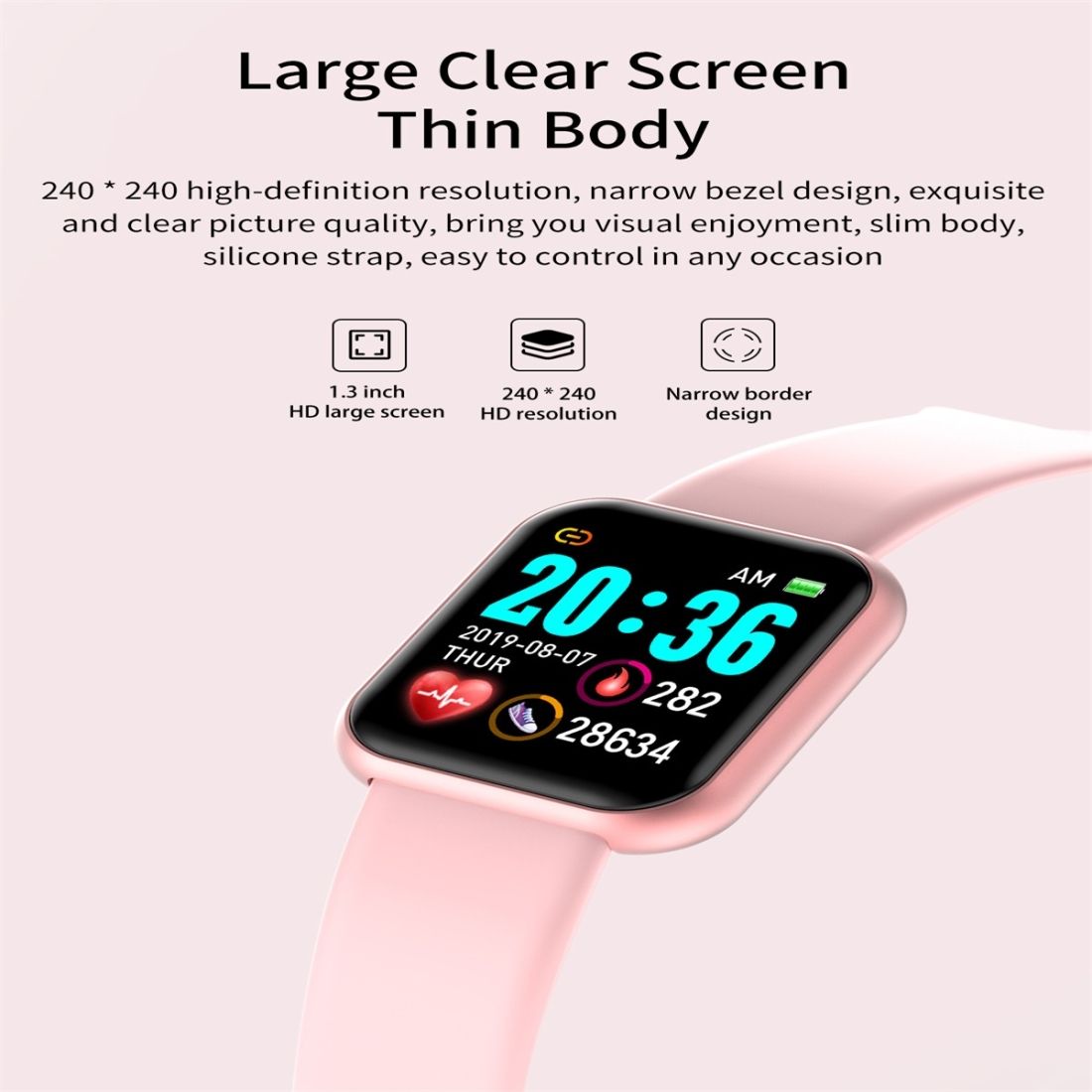 GM20 1.3inch IPS Color Screen Smart Watch IP67 Waterproof,Support Call Reminder /Heart Rate Monitoring/Blood Pressure Monitoring/Sedentary Reminder(Black)