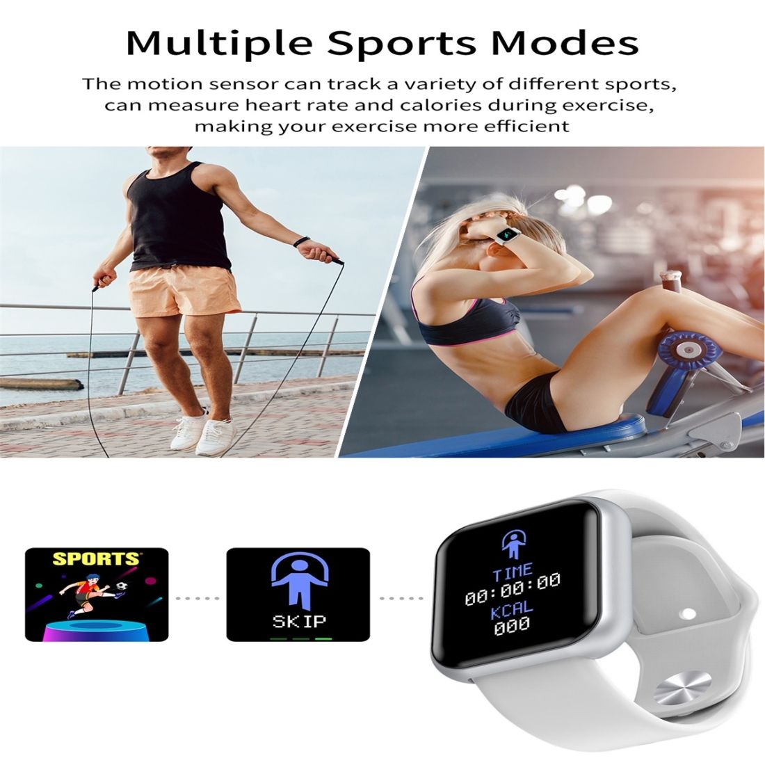 GM20 1.3inch IPS Color Screen Smart Watch IP67 Waterproof,Support Call Reminder /Heart Rate Monitoring/Blood Pressure Monitoring/Sedentary Reminder(Black)