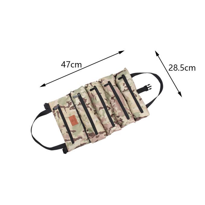 Roll Pouch With Zipper Tool Organizer Pouch Bag  Brown