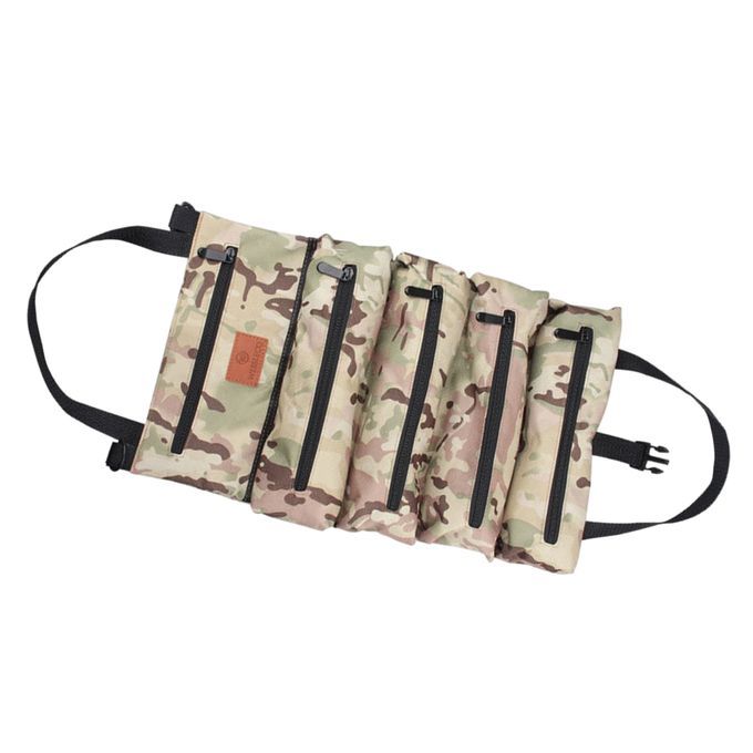 Roll Pouch With Zipper Tool Organizer Pouch Bag  Brown