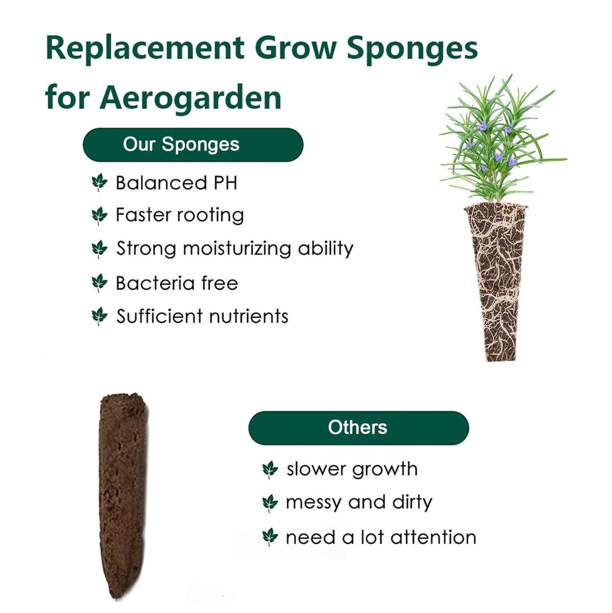 Grow Sponges for Use with  -Friendly Plant Growing Plugs Sponges for Hydroponic Plants Growth Pack of 50