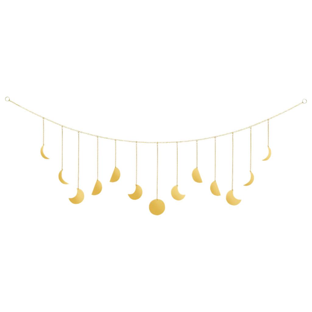 7ft Moon Phase Wall Hangings Garland For Bedroom Dorm Golden