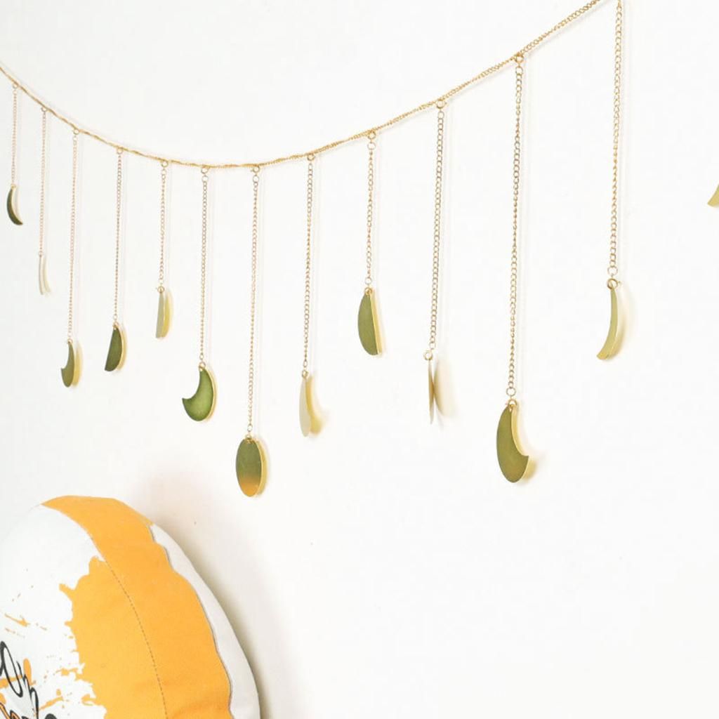 7ft Moon Phase Wall Hangings Garland For Bedroom Dorm Golden
