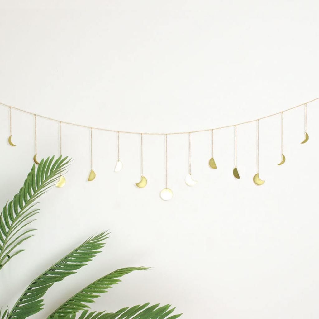 7ft Moon Phase Wall Hangings Garland For Bedroom Dorm Golden