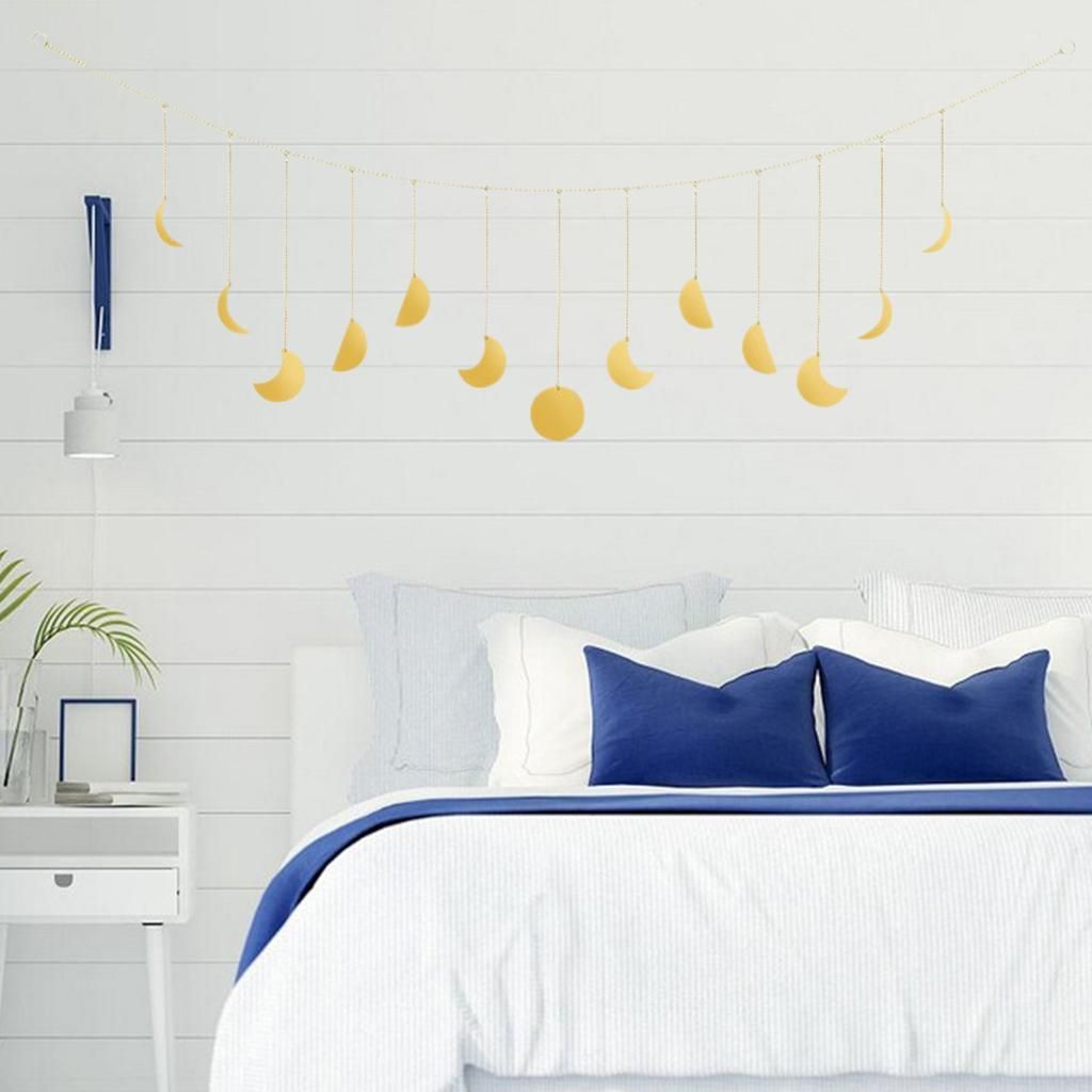 7ft Moon Phase Wall Hangings Garland For Bedroom Dorm Golden