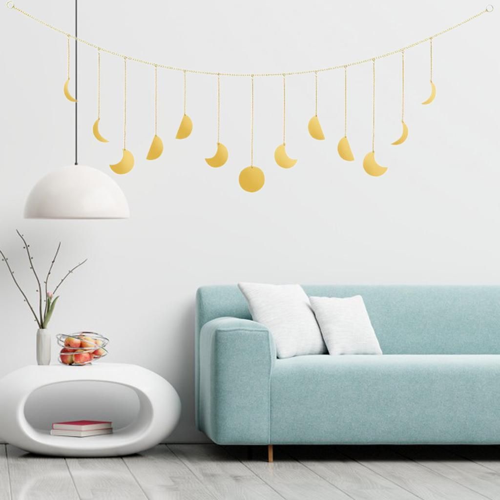 7ft Moon Phase Wall Hangings Garland For Bedroom Dorm Golden