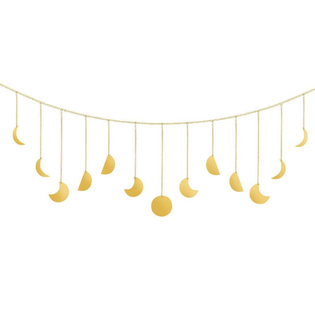 7ft Moon Phase Wall Hangings Garland For Bedroom Dorm Golden