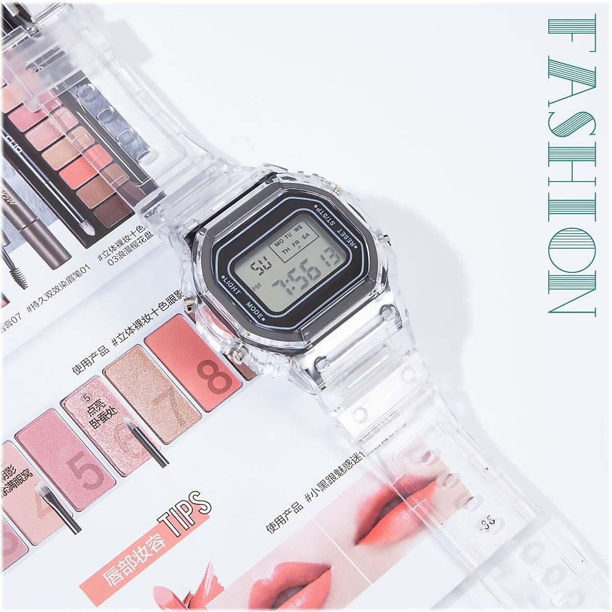 Sports electronic watch men and women square junior high school high school students black gray LED watch simple trend
