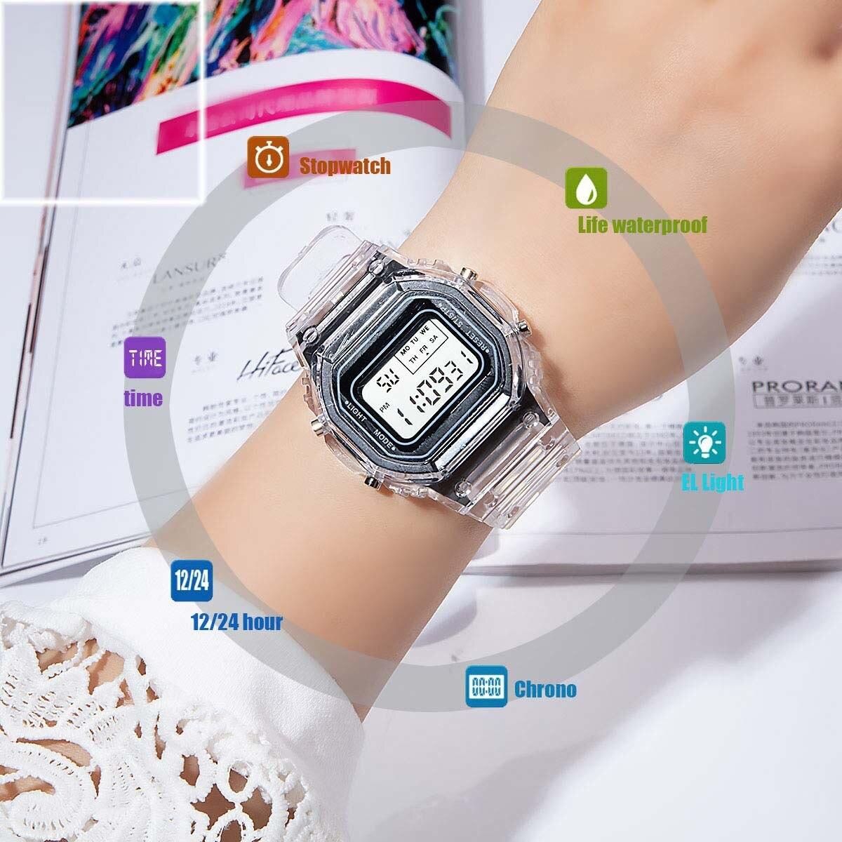 Sports electronic watch men and women square junior high school high school students black gray LED watch simple trend