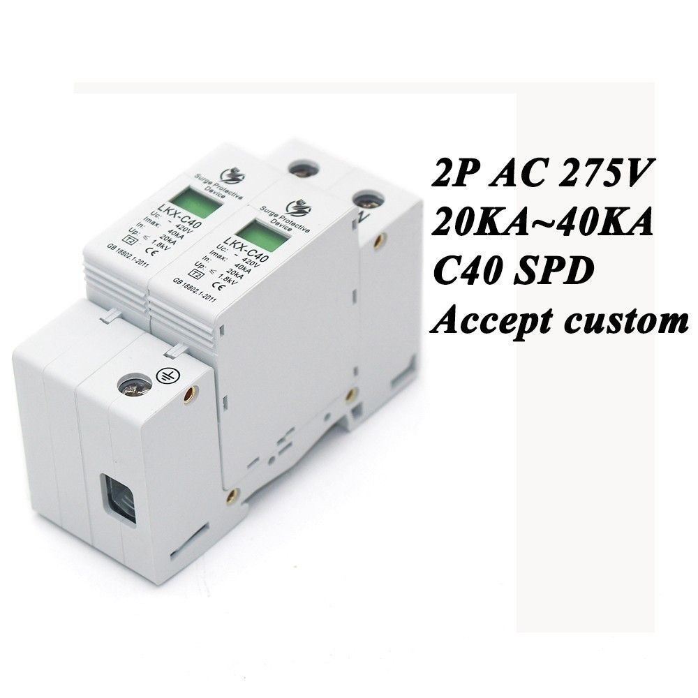 Hot Sale C40-2P 20KA~40KA ~275V AC SPD House Surge