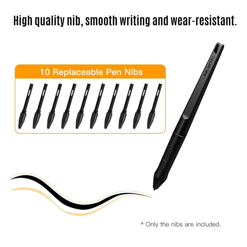 Huion PN05 10pcs Replacement Nibs Pen Tips Compatible with PW500/PW507 Graphics Drawing Tablet Stylus Black