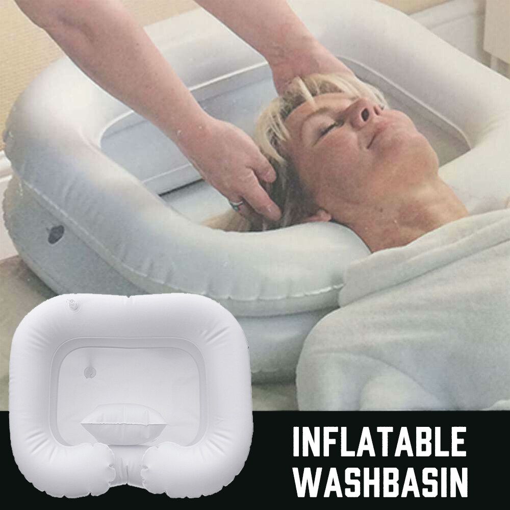 Portable Travel Inflatable Blow Basin Hair Washing Shampoo Sink Washbasin White Inflatable Shampoo Basin + 1m Hose