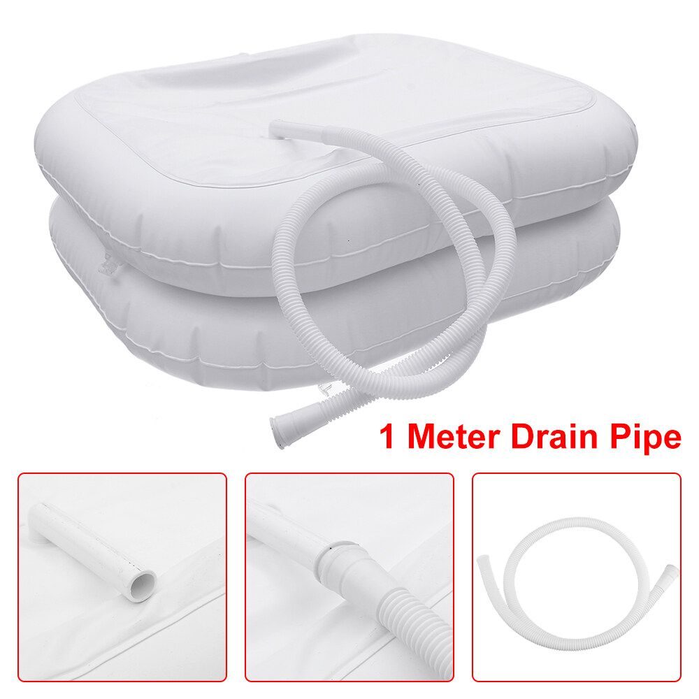 Portable Travel Inflatable Blow Basin Hair Washing Shampoo Sink Washbasin White Inflatable Shampoo Basin + 1m Hose