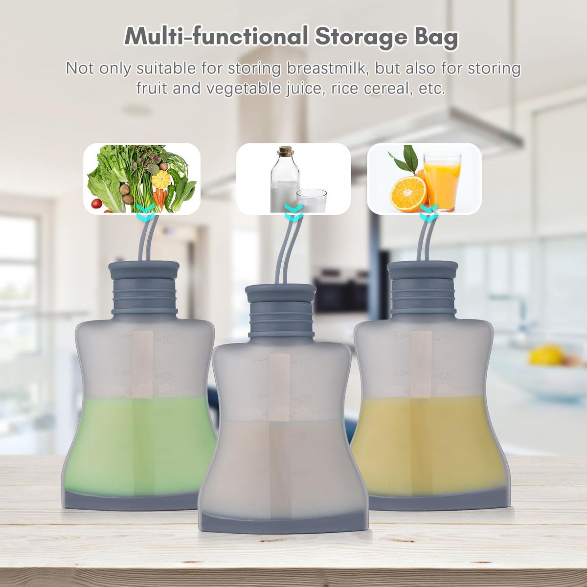 Silicone Breastmilk Storage Bags Resuable Breast Milk Storing Bags for Breastfeeding 250ml/8.5oz Capacity BPA Free Leak-Proof, Pink & Pack of 5