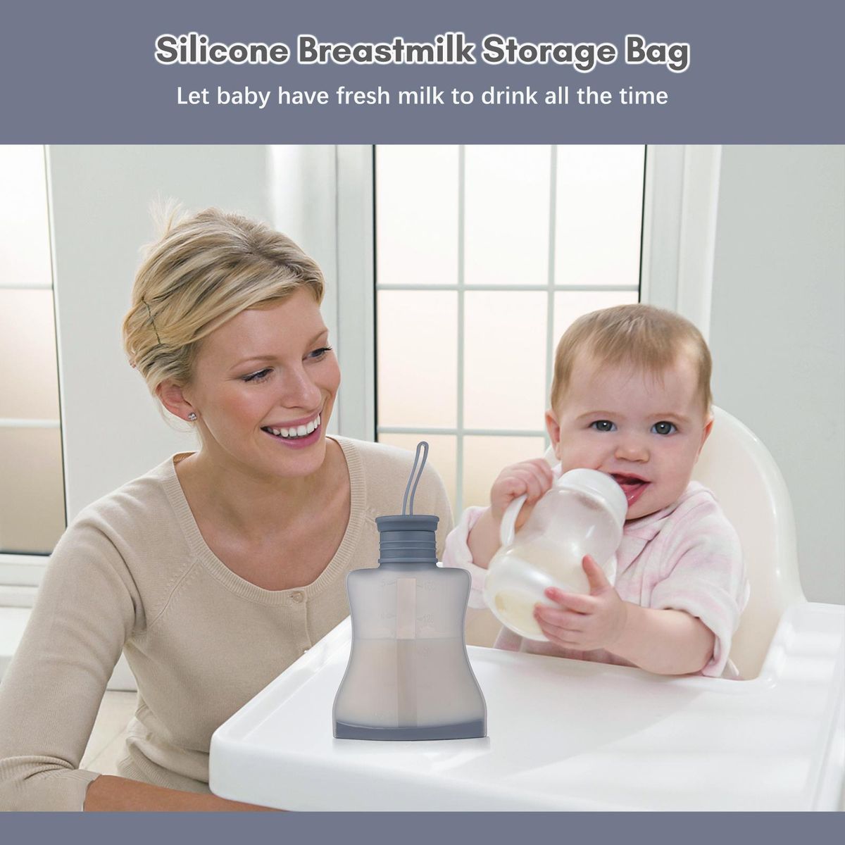 Silicone Breastmilk Storage Bags Resuable Breast Milk Storing Bags for Breastfeeding 250ml/8.5oz Capacity BPA Free Leak-Proof, Pink & Pack of 5