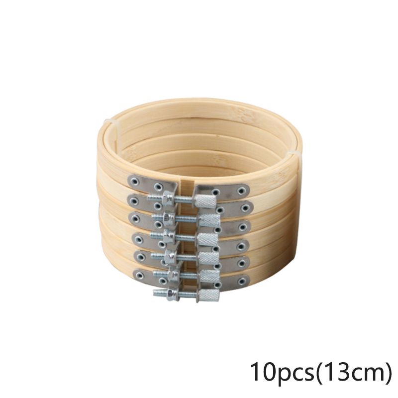 Wooden Embroidery Hoop Frame Set Bamboo Embroidery Hoop Ring Suitable For Diy Cross Stitch Needle Craft Tool 10pcs(13cm)