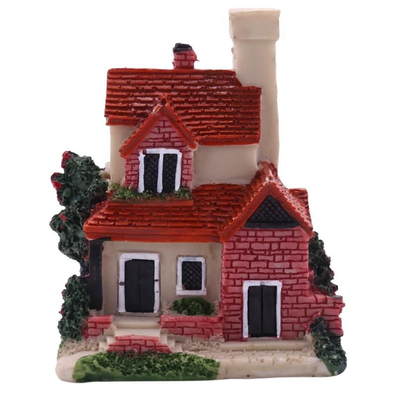 Cute Mini Resin House Miniature House Fairy Garden Landscape Home Garden Decoration Resin Crafts 4 Styles multicolor