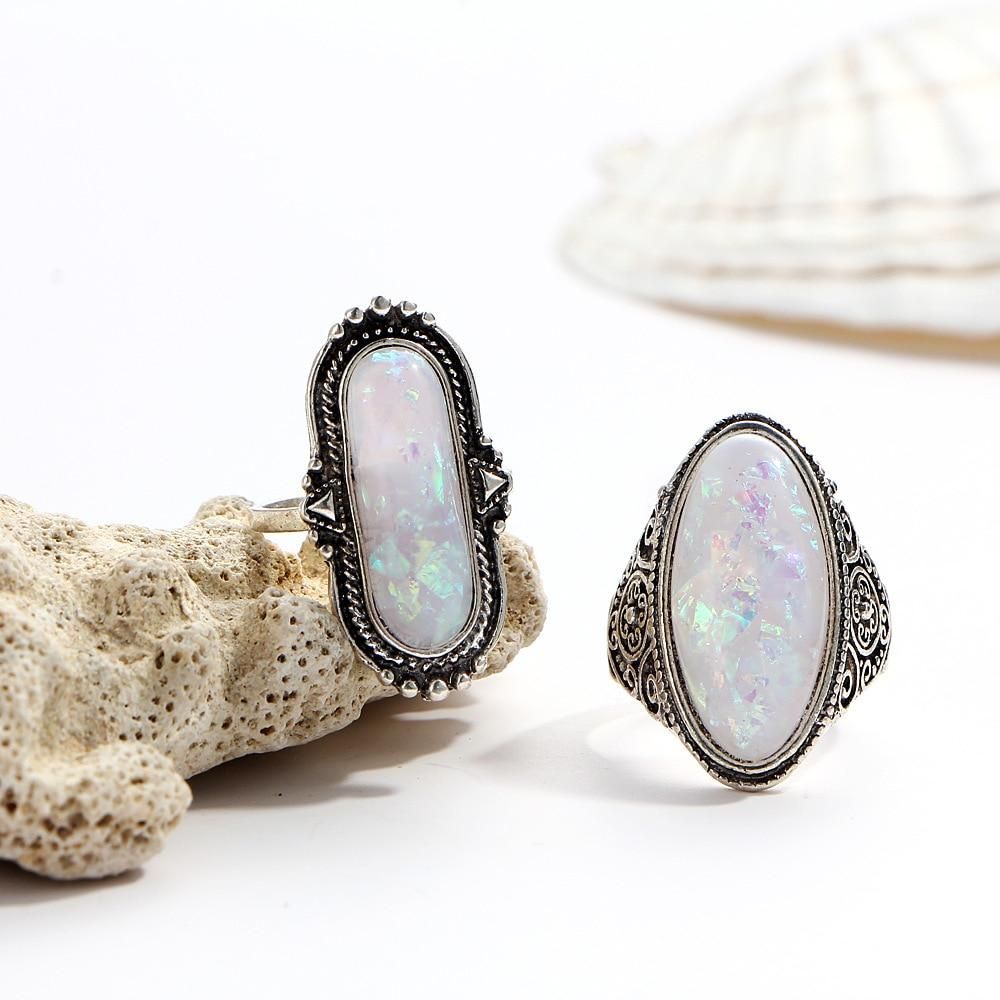 Europe And The United States Summer New Australian Treasure Retro Ring Set Of 8 Pieces