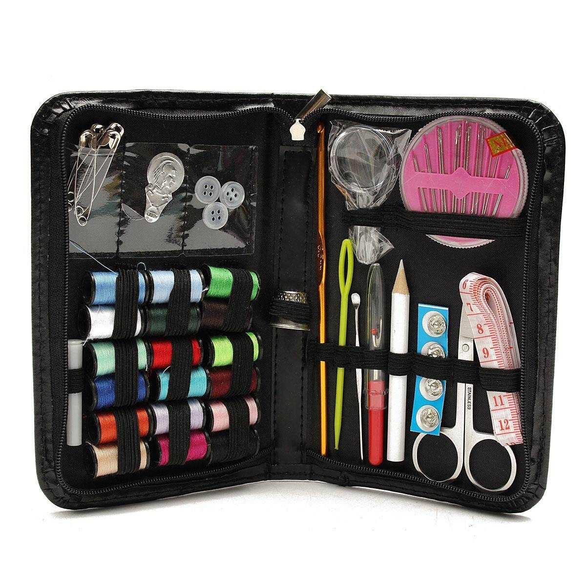 38Pcs/Set Travel Thread Threader Tape Measure Scissor Sewing Kit Case