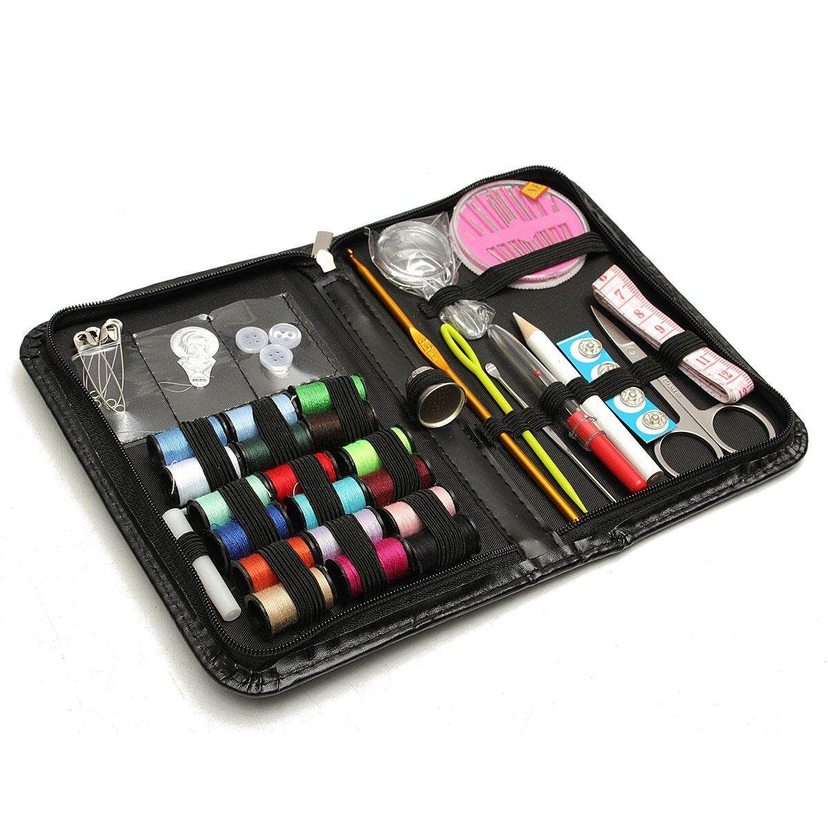38Pcs/Set Travel Thread Threader Tape Measure Scissor Sewing Kit Case