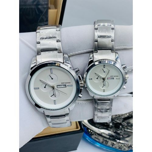 Stylish Sophisticated Silver Chain Designer Watch For Couple