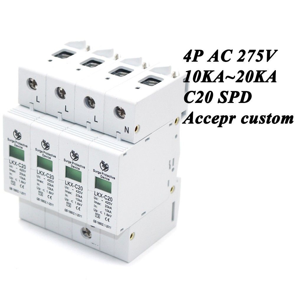 Hot Sale C20-4P 10KA~20KA ~275V AC SPD House Surge