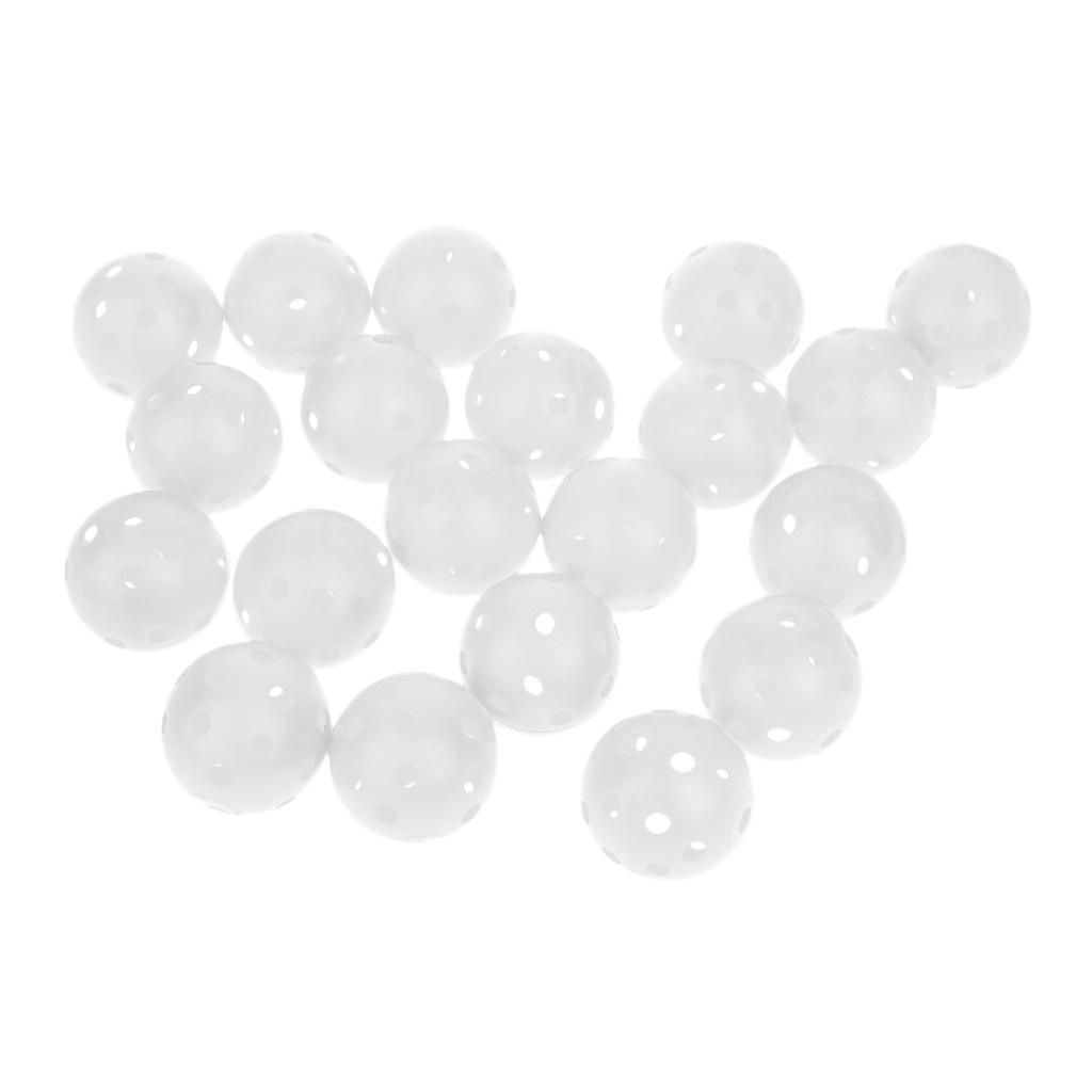 20 Piece Plastic Hollow Golf Balls Perforated Practice Training White